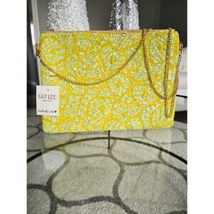 Kay Lee Yellow Beaded Crossbody Bag New